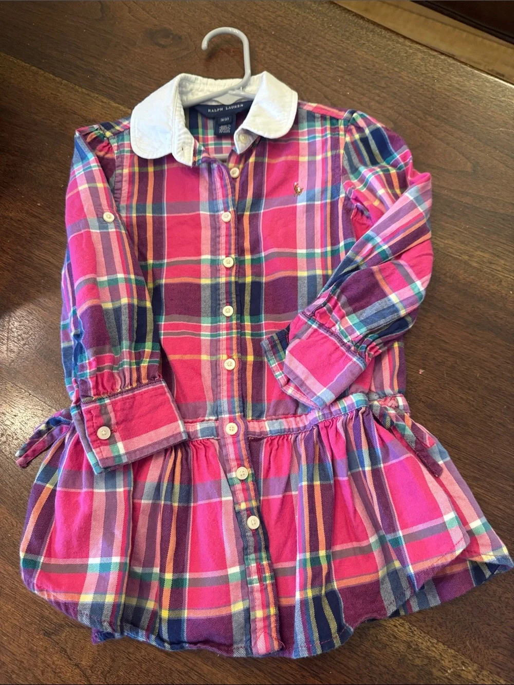 Ralph Lauren Pink Plaid Button-Down Tunic with White Collar